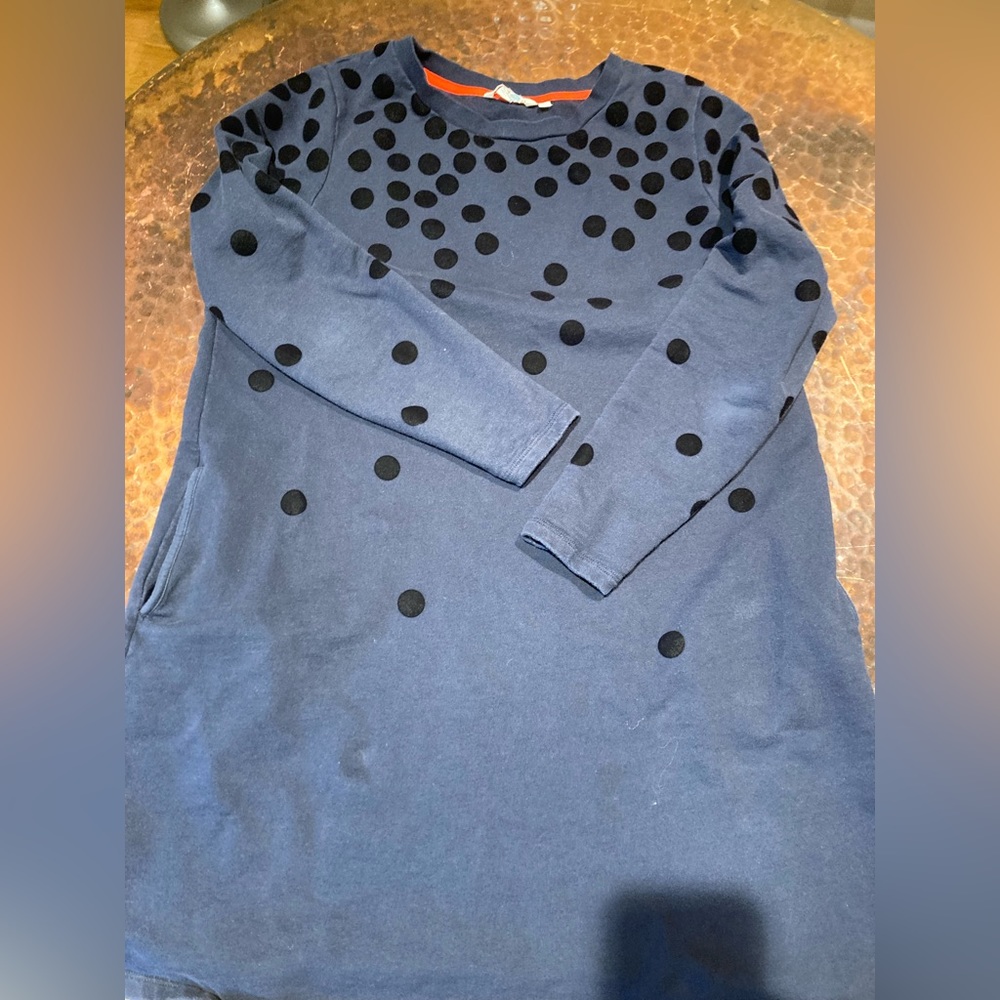 Boden Jersey Sweater Dress Size 14, Navy polka dot blue, great condition